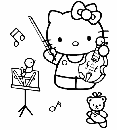 coloriage hellokitty musicienne